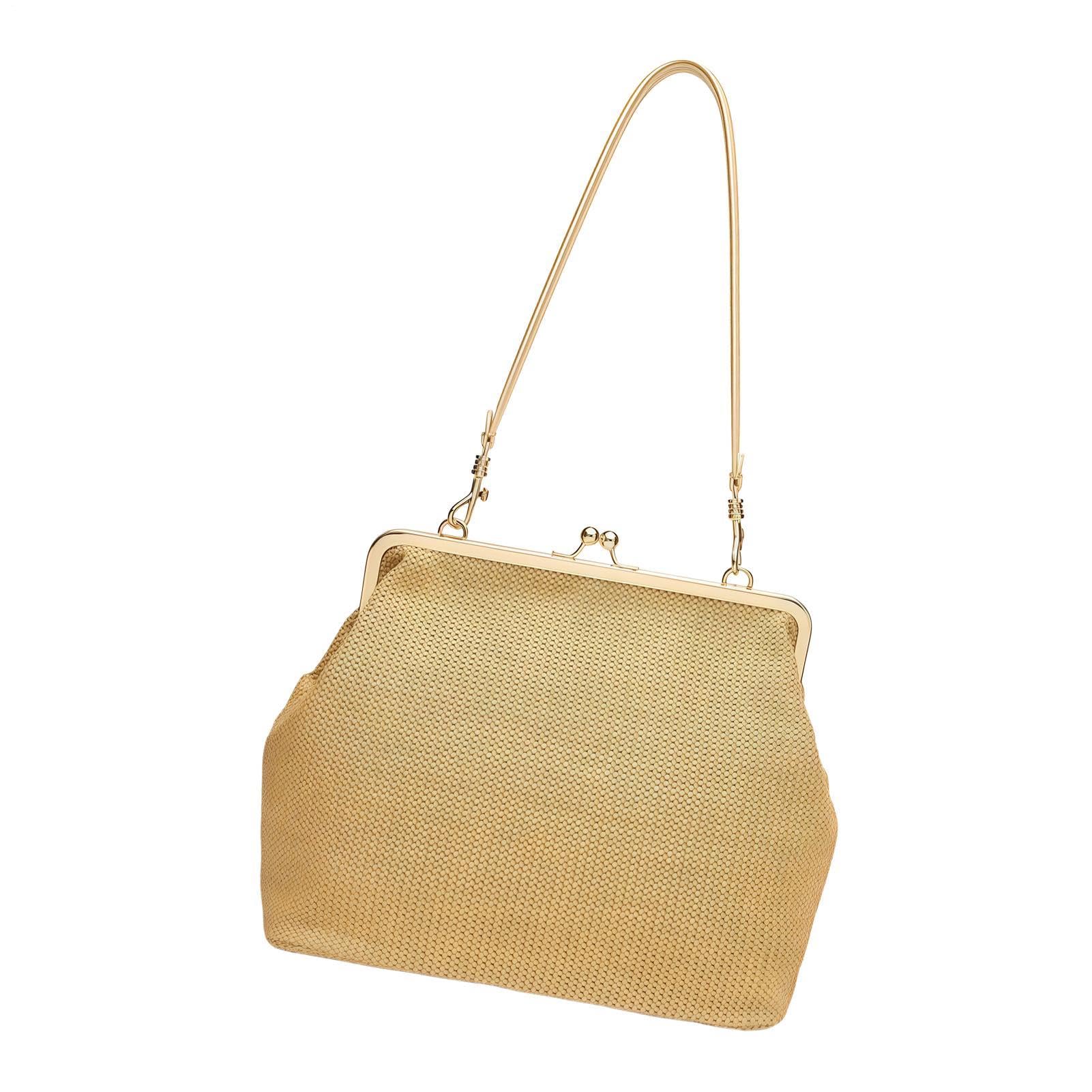Bolsa de playa de paja trenzada, modelo grande vintage con cierre de beso | Tote Bag de playa trenzado de paja, ideal para trabajar, viajar, carreras, vacaciones en la, compras, gimnasio, mercado