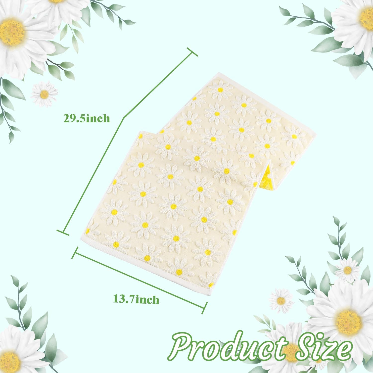 Quera 2 Pack Hand Towels Spring Summer White Flower Daisy Farmhouse Cotton Bathroom Decorative Towels Set for Drying, Cleaning, Cooking, Holiday 13.7'' x 29.5''