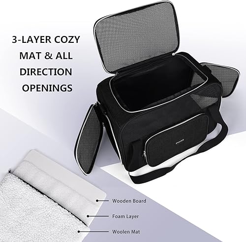 Vista 12 de BAGLHER Transportador de viaje para mascotas, transportador de perros para gatos pequeños y medianos, perros, cachorros, aprobado por aerolíneas
