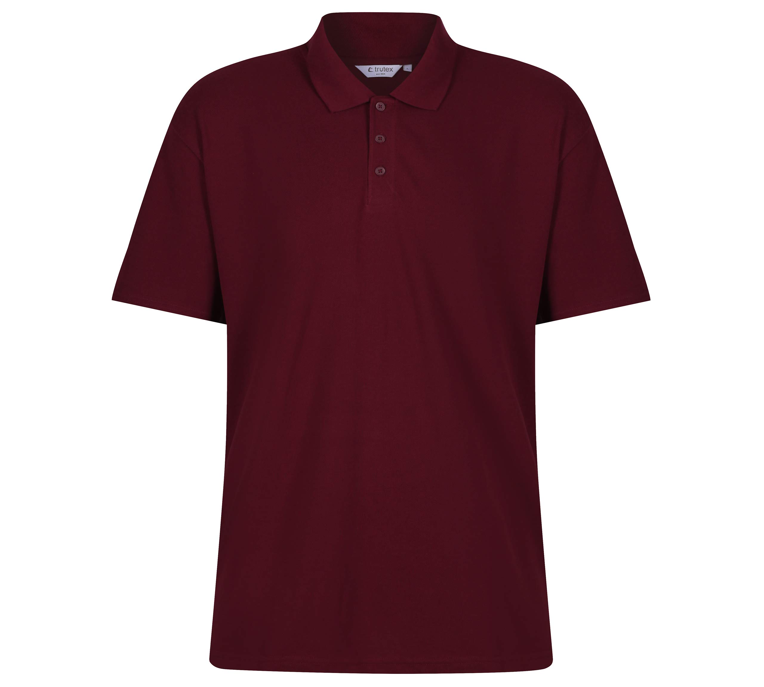 Trutex Kids Maroon Plain School Polo Shirts – Short Sleeve Cotton-Rich Unisex PE Kit Polos for Boys and Girls – Age 14