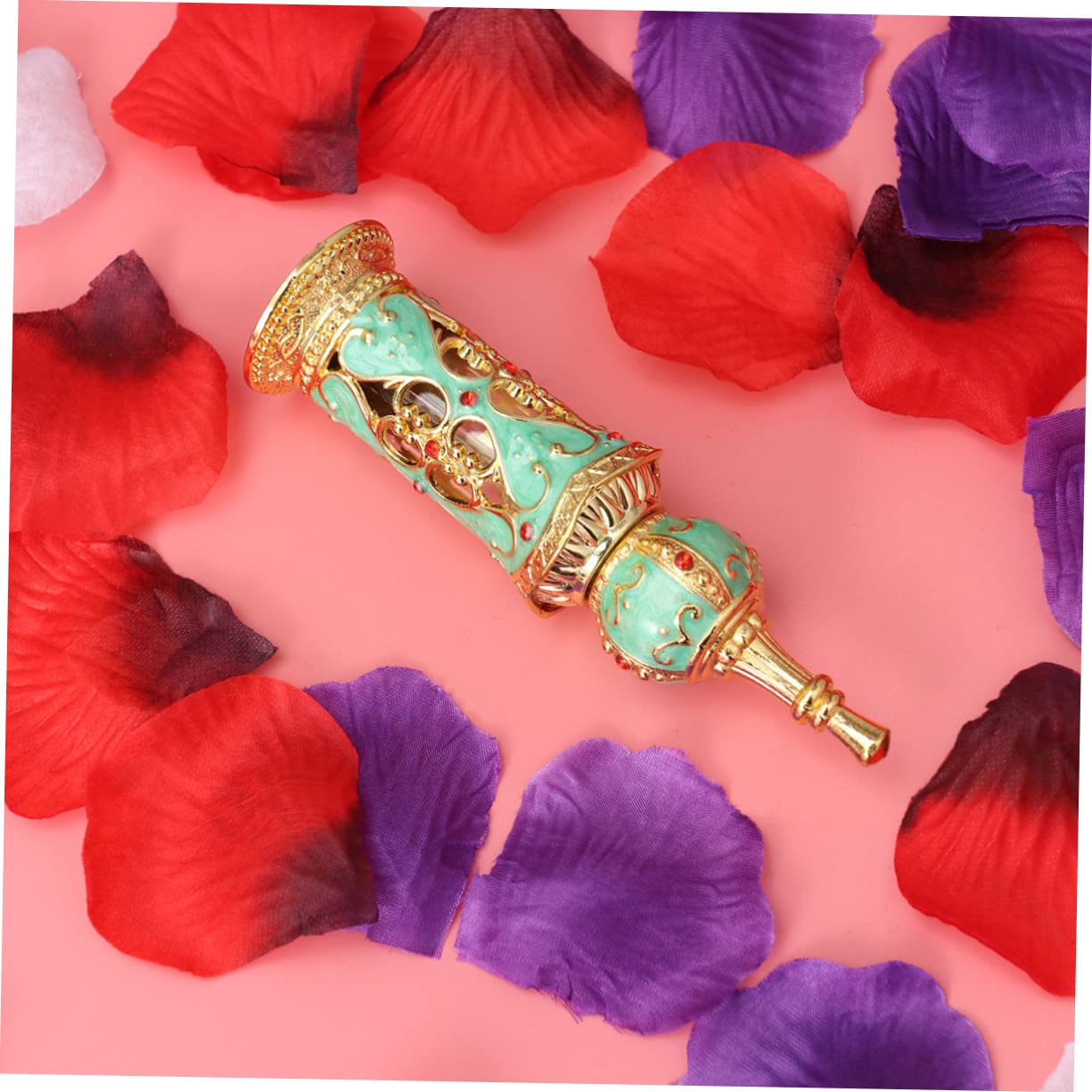 Amosfun 3stücke Vintage Parfümflasche Im Mittleren Stil Leere Retro Glasflasche Mit Blumenranke Für Hochzeitsdekoration Gold Und Grün