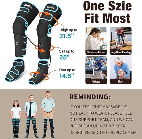 Miniatura 7 de Masajeador de piernas con compresión de aire y calor, masajeador de pantorrilla y pies para circulación y dolor, botas de compresión con guía de uso