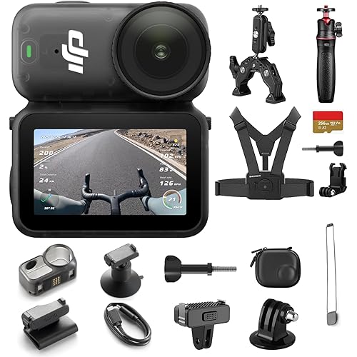 DJI Osmo Nano Cycling Multiview Combo (128GB) with Extra 256GB Micro SD Card, Native 4K/60fps Vlogging Camera with 1/1.3" Sensor, 143° Wide FOV Video, Waterproof Body Camera, Biking Accessory Kit