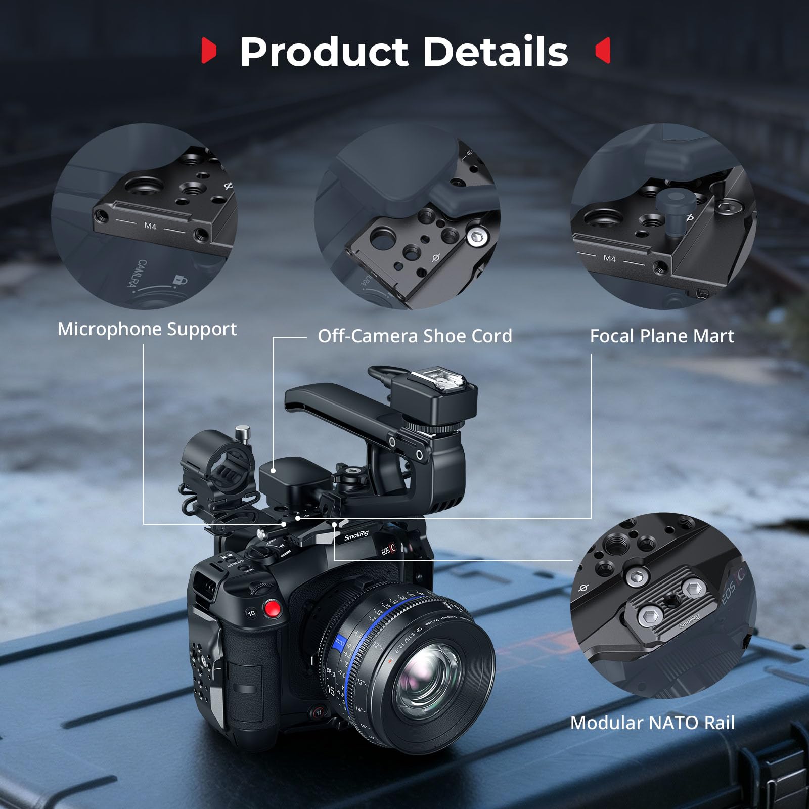 SMALLRIG Cage pour Canon C80, Conception Modulaire avec Plaque Supérieure, Latérales, et Inférieure, Rail NATO, Serre-Câble HDMI, Griffe Porte-Accessoires, Pas de Vis 1/4''-20 et 3/8''-16-5810
