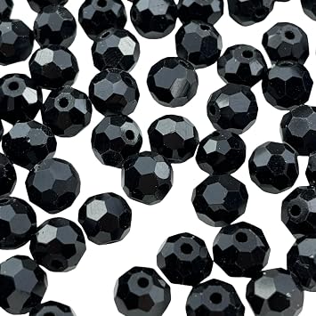200pcs 6mm Round Crystal Glass Beads for Jewelry Making, Faceted Crystal Glass Spacer Beads for Bracelet Earring Necklace DIY CraftBlack