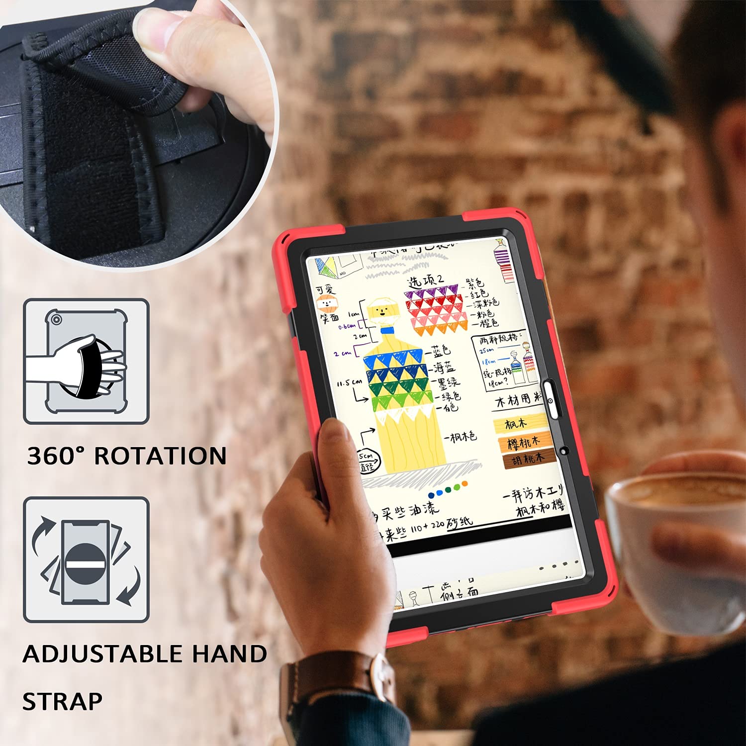 Pokrywa tabletu Pokrywa tabletu dla Huawei MatePad 10.4inch, Dzieci Full Body Shockproof Tablet Case z Pasek ręczny/Pasek na ramię Obrotowy Kickstand Strona główna tabletu(Orange)