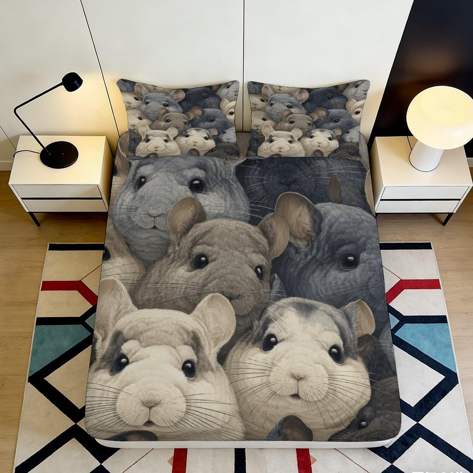 Jqzkxnhpbr Style-10 3D Printed Guinea Pig Fitted Sheet Microfiber Soft Breathable Hamster Bed Cover For Bedroom Dorm Mattress Protection Decor 90X200x25cm