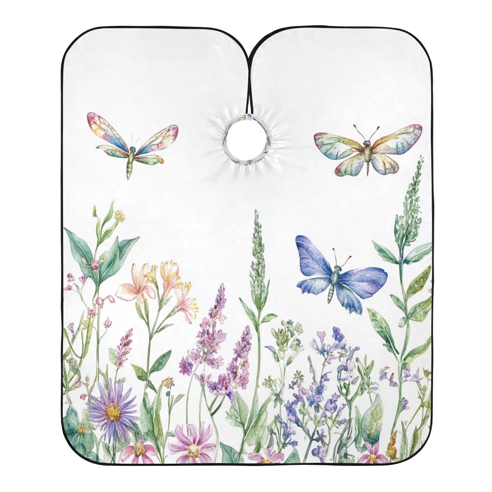 Kigai Wildflower Butterfly Hair Cutting Cape for Men & Women Waterproof Barber Cape Professional Hairdressing Salon Styling Apron with Adjustable Closure Snap