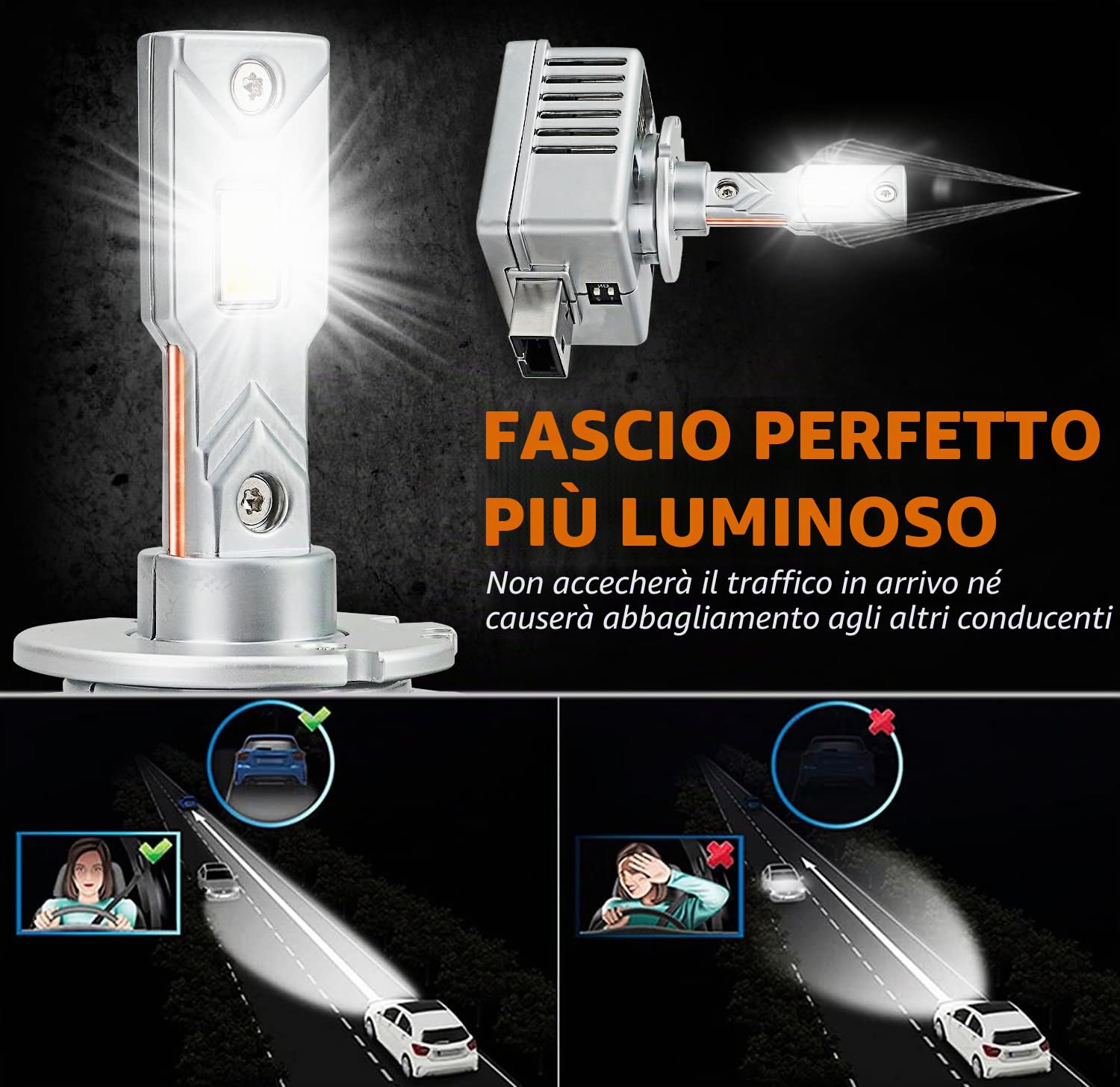 D-Lumina Lampadina D1S LED D1R D1C, 90W 18000LM 6500K, kit di Conversione Luci di Ricambio per Fari Anabbaglianti, Plug and Play a Original HID Ballat, Confezione da 2