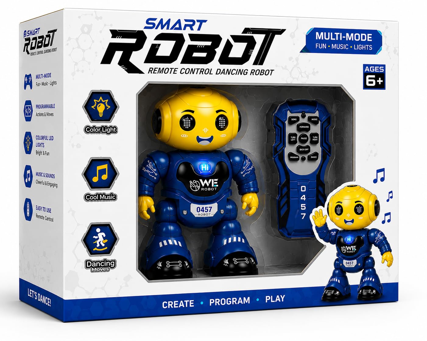 GiggleBoxx Smart Robot Toy with Remote Control, Dancing Robot with Music & LED Lights, Programmable Multi-Mode Educational Toy for Kids Boys & Girls (6+ Years)-image-34