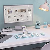 Vista 7 de MicroPack - Teclado y mouse inalámbricos, multidispositivo de modo dual (Bluetooth 5.03.0+USB 2.4G), teclado Bluetooth silencioso con soporte