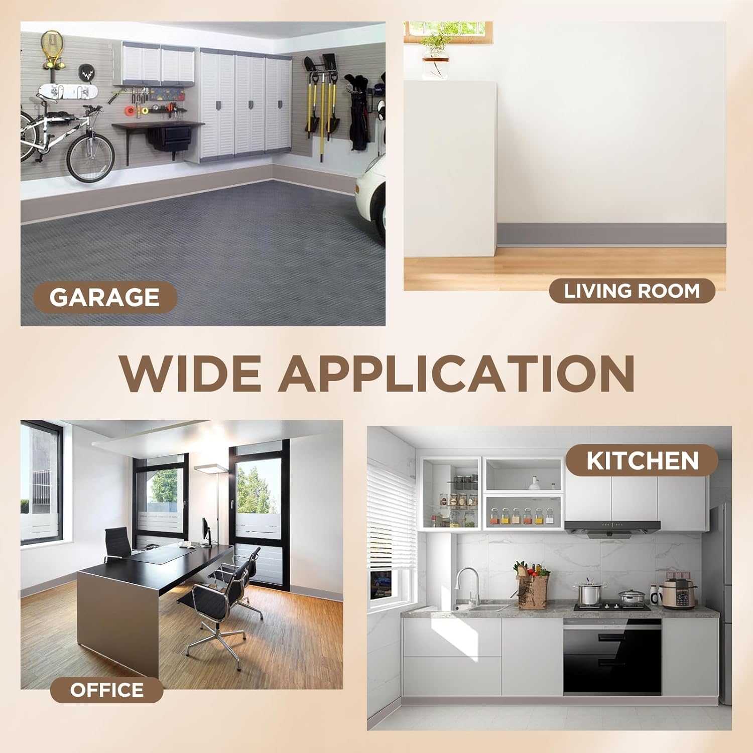 Rodapié autoadhesivo de vinilo, 20 m, zócalo flexible de 10 cm de ancho, moldura de pared para base de suelo y pared