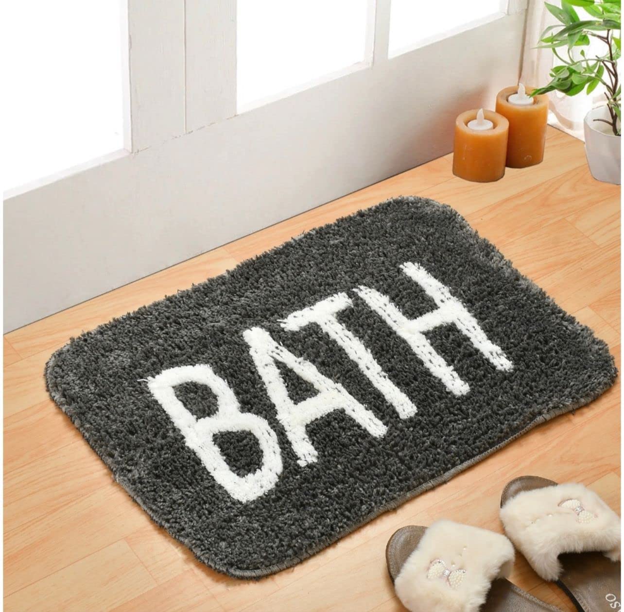 DOLCE CASA Micro Anti Skid Bath Mat for Home Kitchen Office Set of 2 Bath (Grey)