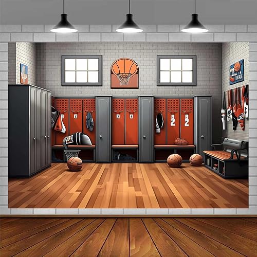 Fondo de baloncesto para vestuario, 7 x 5 pies, fondo de fotografía de gimnasio con temática deportiva, suministros de fiesta, decoración de club de