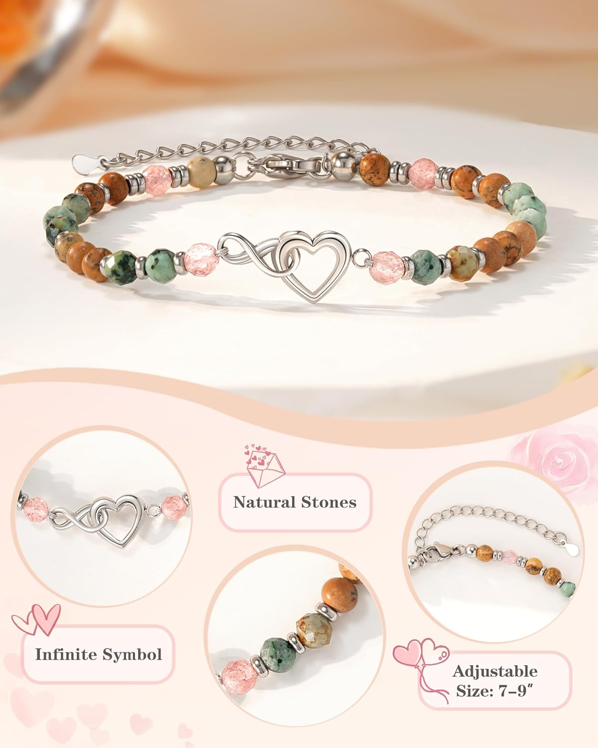 Shonyin Everlasting Heart Bracelet for Women Mother Daughter Girlfriend Sister In Law Gifts with Meaningful Card Valentines Birthday Christmas - Image 4