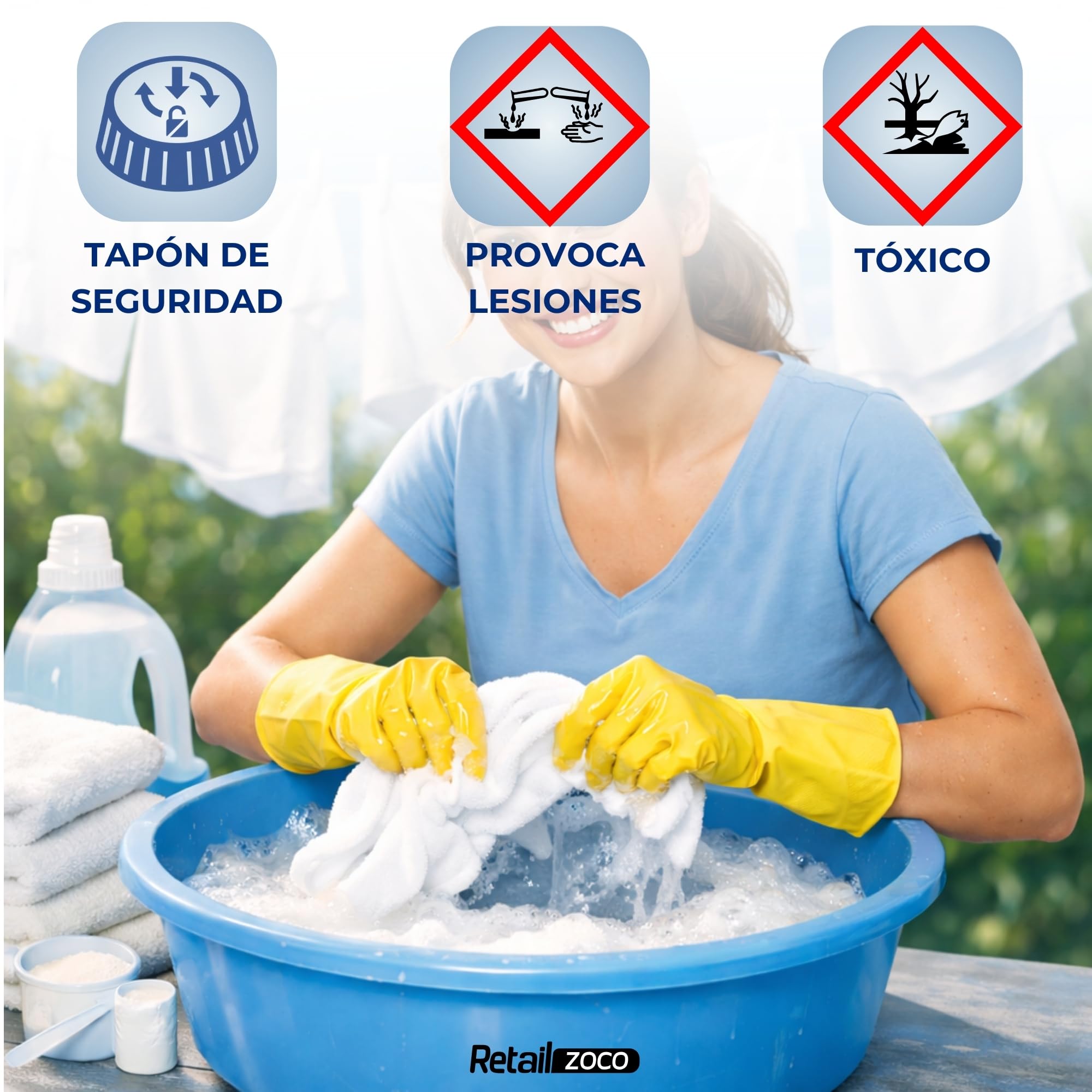 Lejía Densa Azul, ideal para blanquear y desodorizar ropa y superficies del hogar como suelos, azulejos, baños y cocinas, evitando salpicaduras y desinfectando a fondo, Contiene 1 botella de 2 Litros