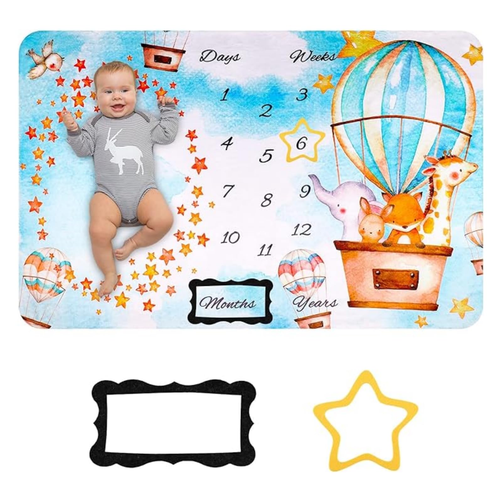 Coperta Sfogo Per Foto Neonato | Registro Crescita | 150x100 Cm | Con Cornici - Foto 6