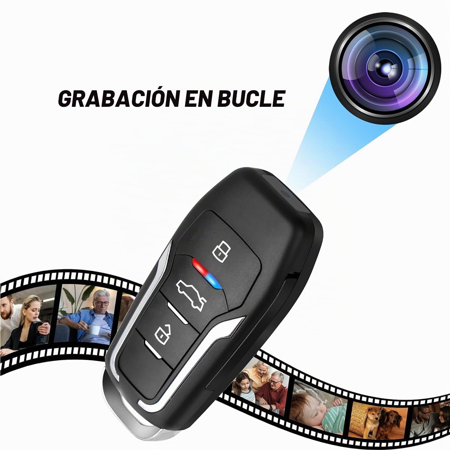 SHMIZZ Mini Cámara Espía Oculta 1080P HD, Cámara de Vigilancia Llave de Coche con Detección de Movimiento, Visión Nocturna y Batería Recargable de 300mAh