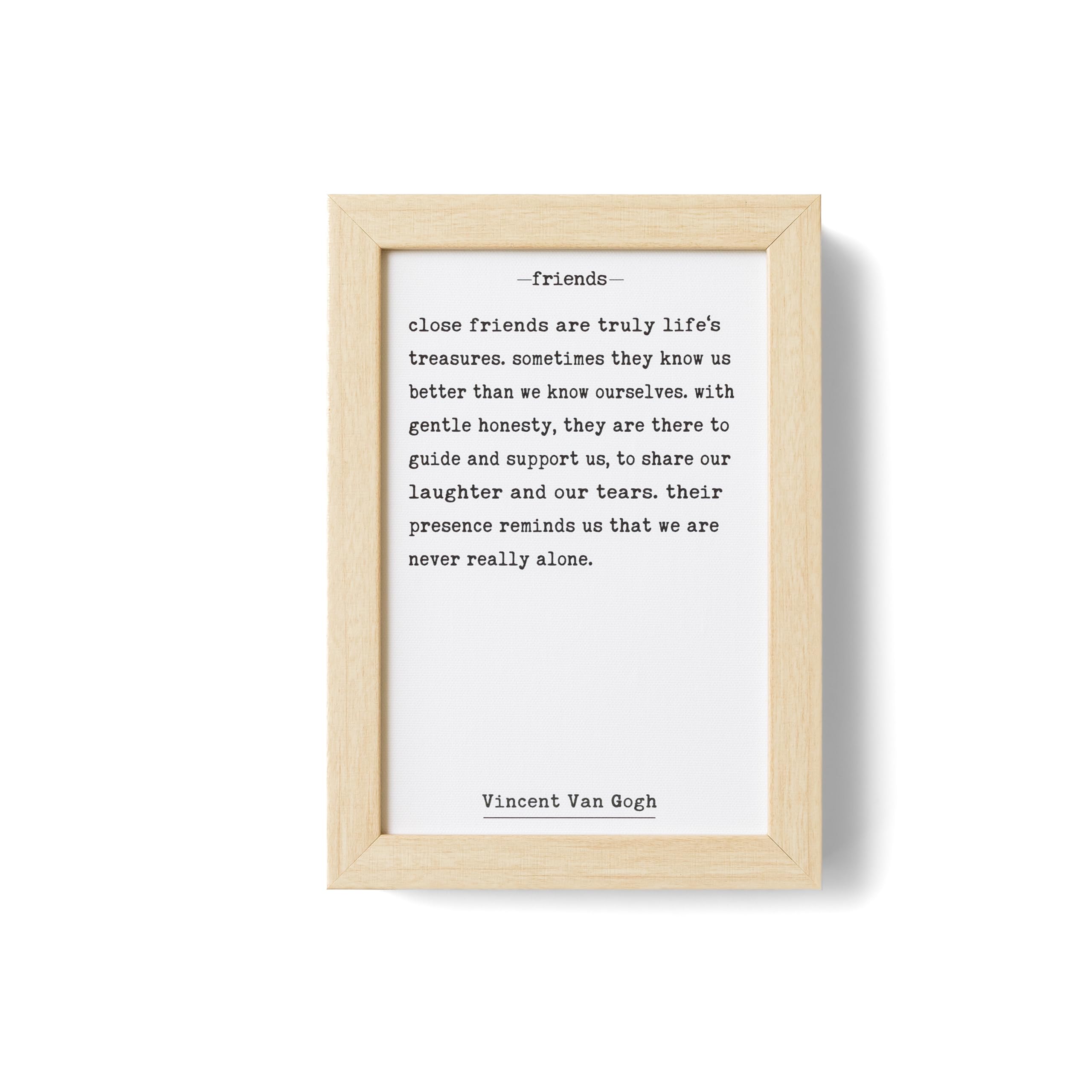 Petal Lane Table Top Decor - 7x10 Framed Desk Decorations - Console Table Decor Quotes - Book Shelf Decor, Classroom Decor, Home Office Decor - Canvas Art with Mini Frame (Friends)