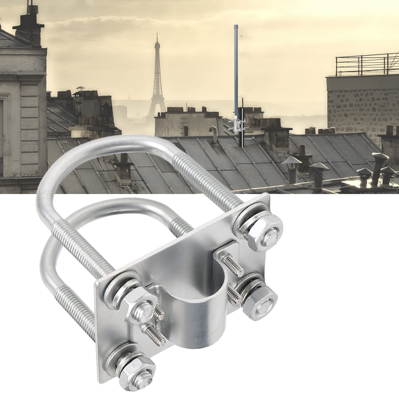 Maszt antenowy, uchwyt zaciskowy z bolcami U, zestaw mocujący, M8, płyta zaciskowa, montaż rurowy, sprzęt do anteny Lora, Helium Miner, antena WiFi, antena 4G LTE, antena TV