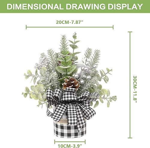Miniatura 3 de Pequeño árbol de Navidad a cuadros de búfalo, mini decoración artificial de árbol de Navidad de mesa, para el hogar de invierno, fiesta de Hliday,