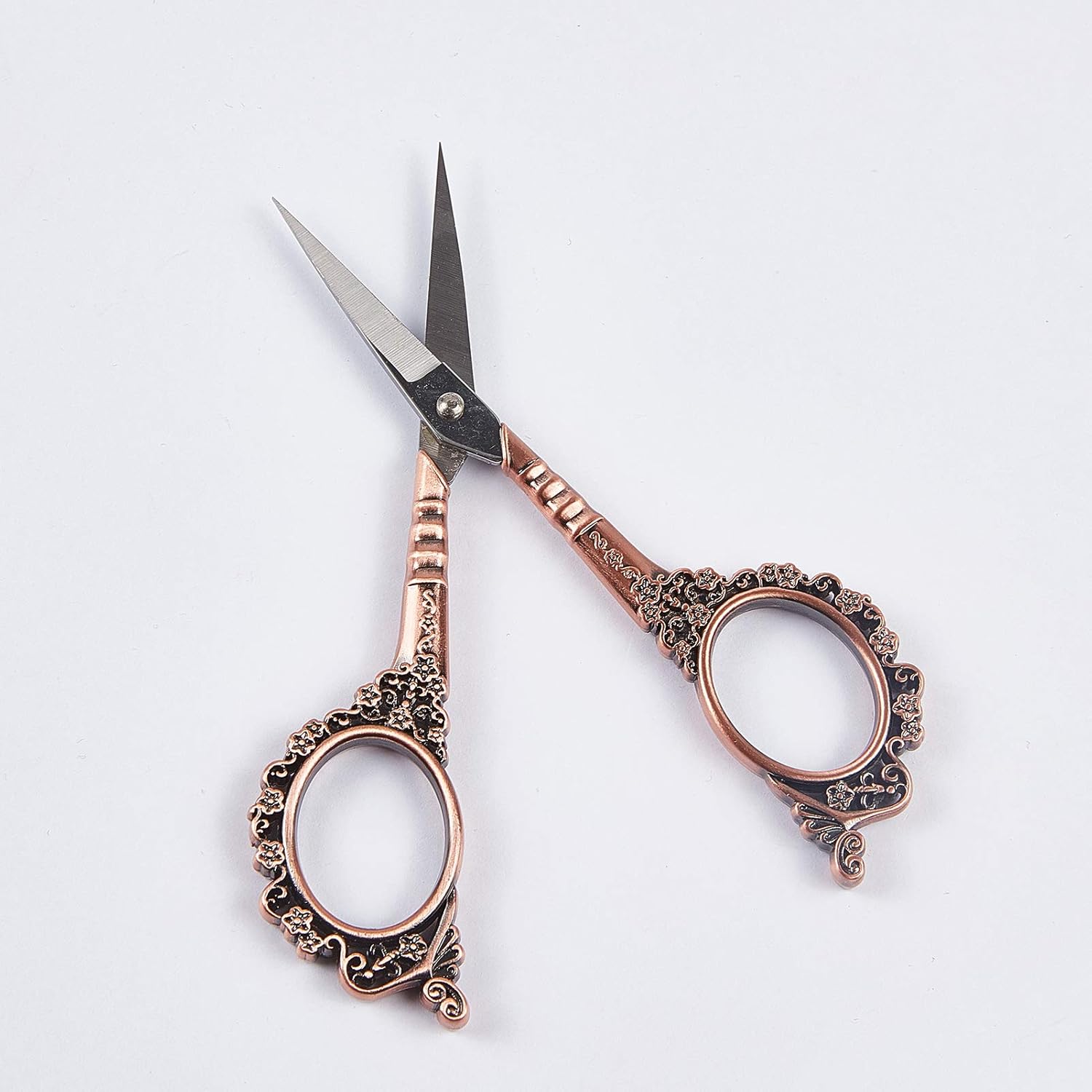 NICENEEDED Professional Manicure Scissors Vintage Stainless Steel Cuticle Precision Beauty Grooming for Nail, Facial Hair, Eyebrow, Eyelash, Nose Hair (Red Copper) : Beauty & Personal Care