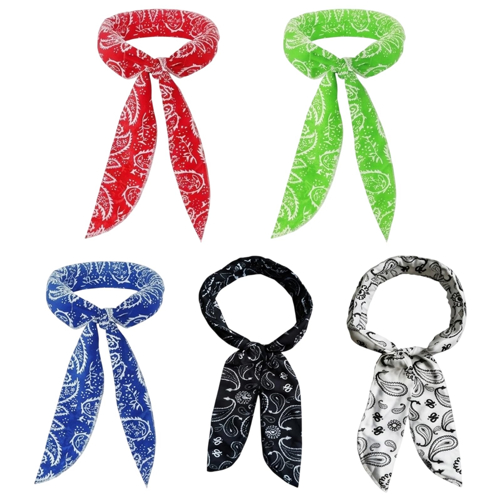 IAndhy 5 Pack Cooling Towels, Cooling Neck Wraps for Hot Weather Activities, Fast Cooling Towels for Outdoor Sports and High-Temperature Workplaces, Assorted Colours in Red Green Blue Black White