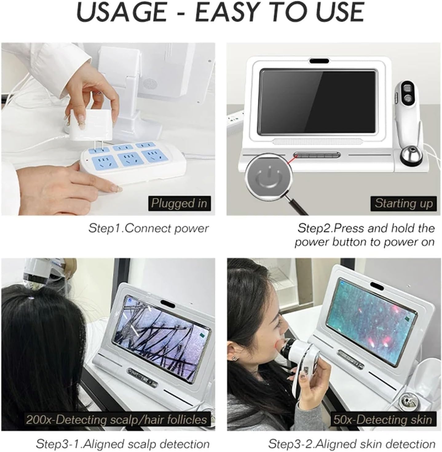 Haut Haar Analysegerät, Kopfhautanalysegerät, mit 11 Zoll HD LCD Bildschirm für Haut- und Haaranalyse, Analysegerät Multifunktionaler Digitaler Hautpflege-Analysegerät