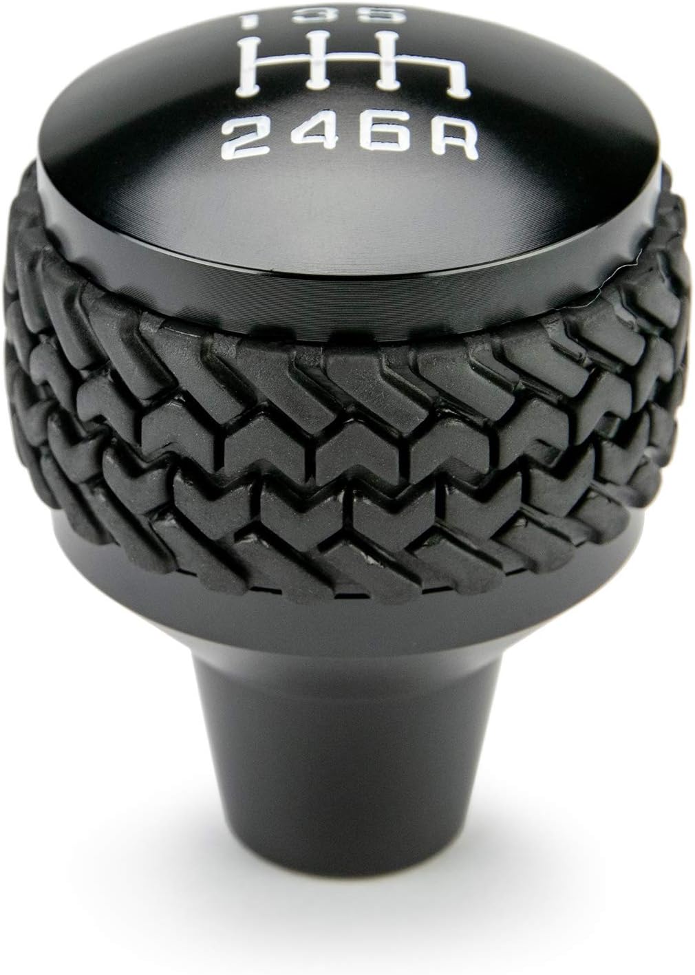 DV8 Offroad | Replacement 6 Speed Shift Knob for Wrangler JK | Billet Aluminum | Includes Patented Tire Tread Rubber Grip | Anodized Finish (2011-2018 Wrangler JK, Gloss Black)