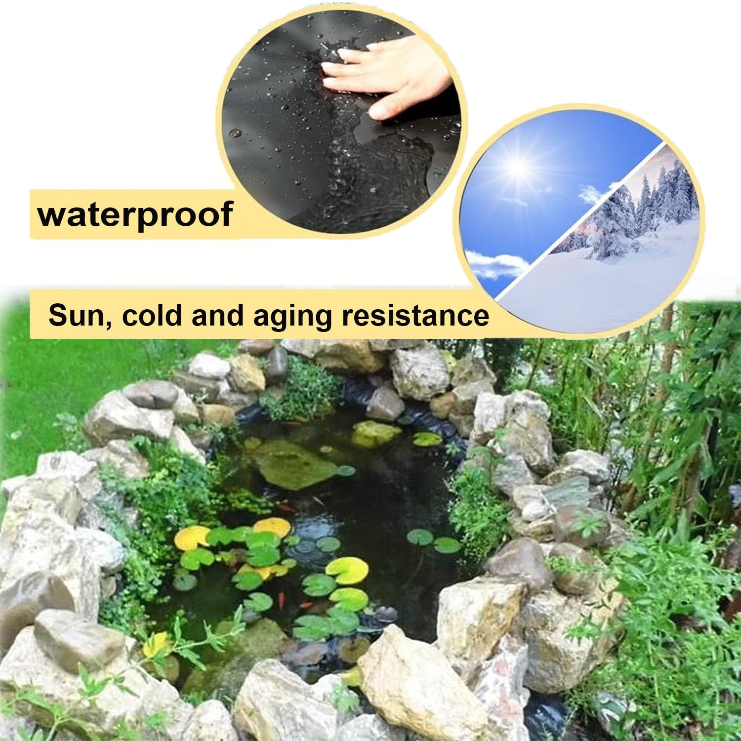 Telo Flessibile e Impermeabile per laghetto da Giardino 6x8 m - Adatto a Piccoli laghetti, fontane e Giochi d'Acqua - Disponibile nelle Misure 7x9 m e 4x6 m - Nero