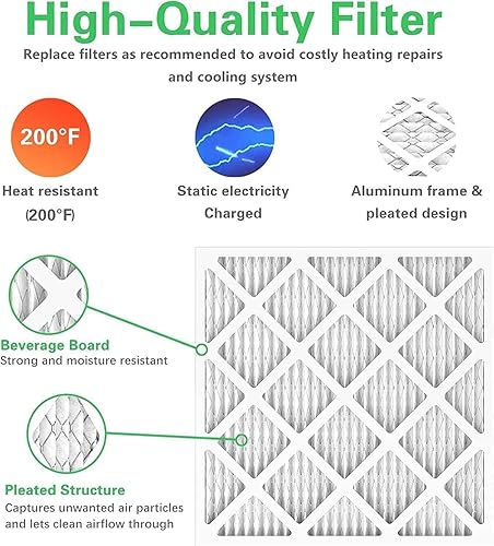 Miniatura 4 de Paquete de 4 filtros de aire para horno de 10 x 10 x 1, filtrado MERV 8 MPR 600 y FPR 5, reemplazo del filtro de aire HVAC (dimensiones exactas 9 34