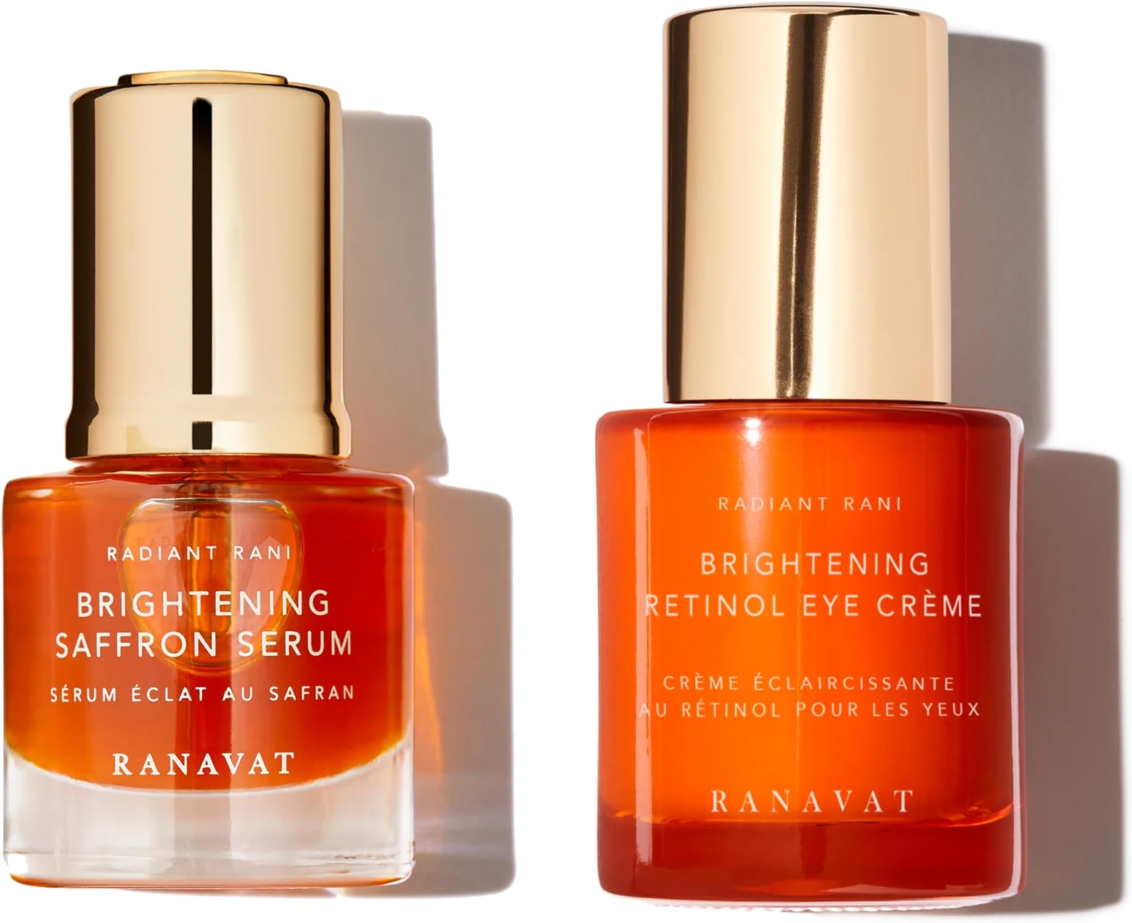 RANAVAT Radiant Rani - Brightening Saffron Serum & Retinol Eye Creme Duo - Diminish Hyperpigmentation and Increase Radiance with Facial Serum (2 Piece)