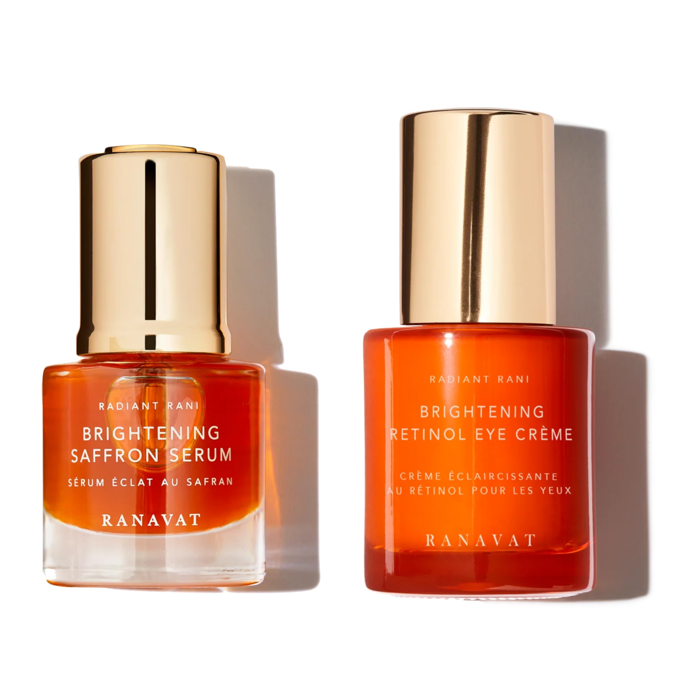 RANAVAT Radiant Rani - Brightening Saffron Serum & Retinol Eye Creme Duo - Diminish Hyperpigmentation and Increase Radiance with Facial Serum (2 Piece)