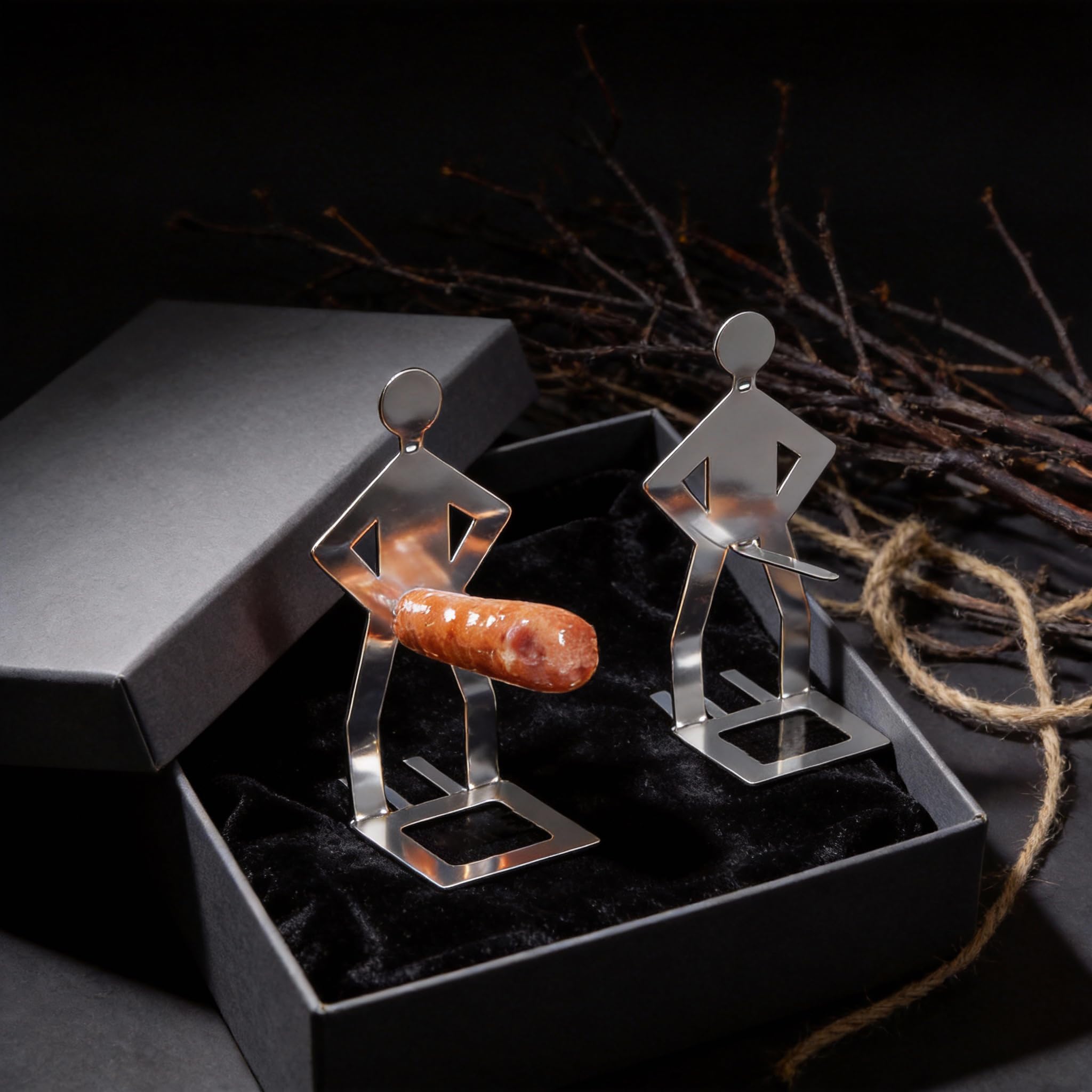 Portasalsicce grigliate 2 Pezzi, Porta-Hot Dog e spiedini per Kebab in Acciaio Inox - Accessori per Barbecue e Gadget per griglia, Regali per la Festa delle Salsicce per Uomini