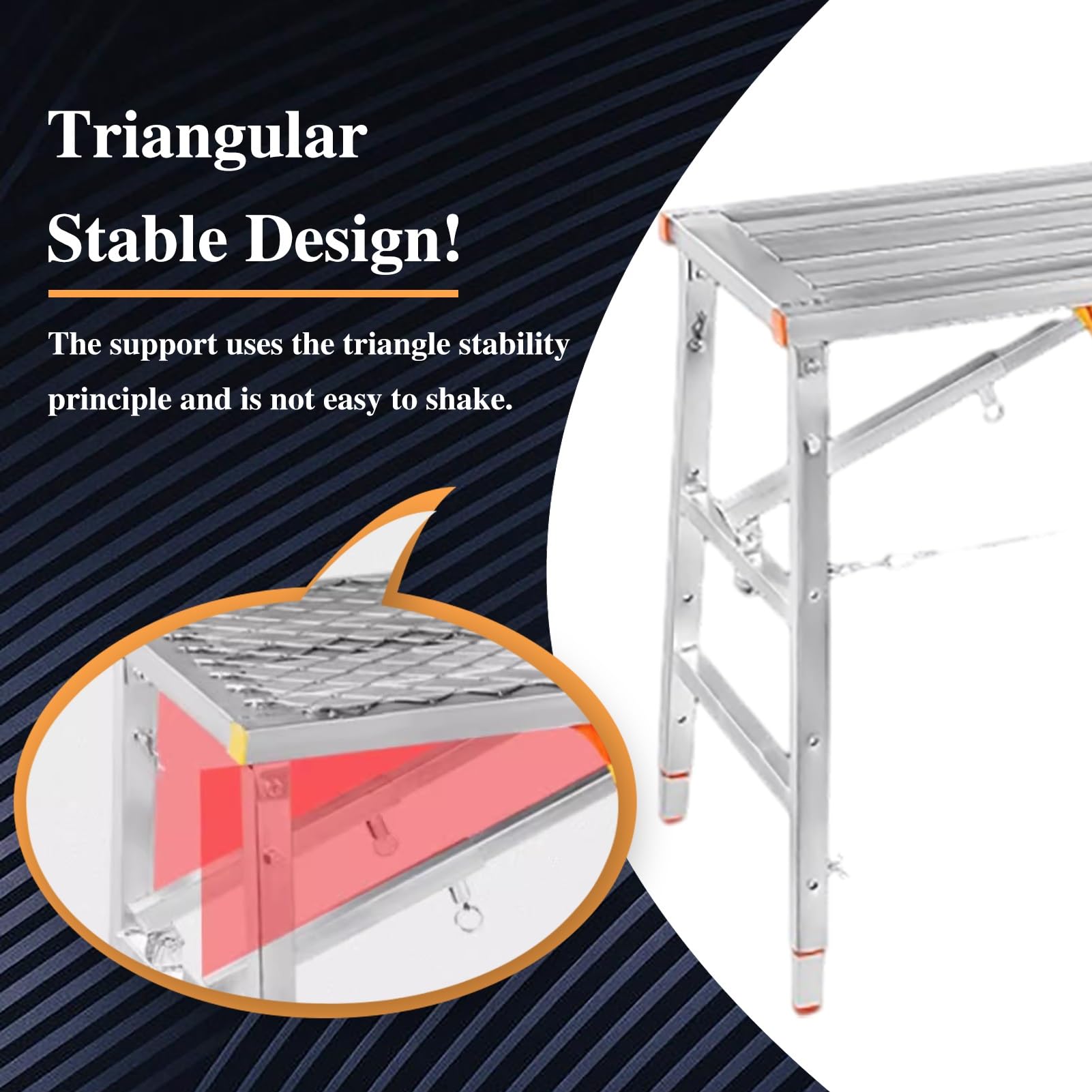 Andamio plegable de aluminio ajustable para uso doméstico, escalera de 140 cm con patas antideslizantes, herramienta de construcción ideal para proyectos de bricolaje y mantenimiento