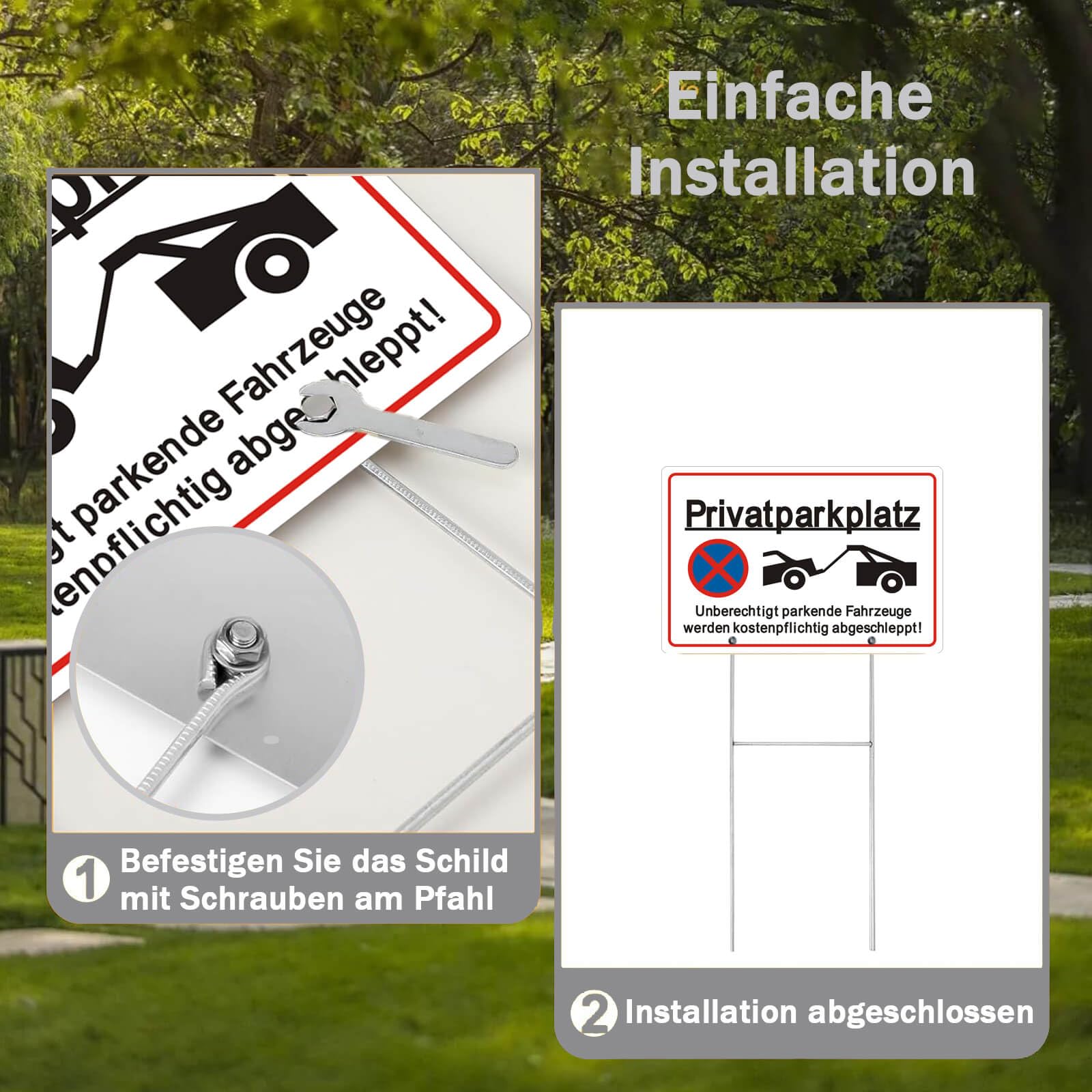 Yuntarda Privatparkplatz Schild 30x20cm - Parkverbotsschild Mit Pfosten