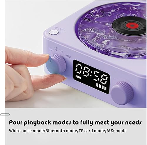 Miniatura 4 de The Waves - Reproductor de vinilo Bluetooth con 3 luces ambientales ajustables, reproductor de discos portátil altavoz de vinilo morado con ruido