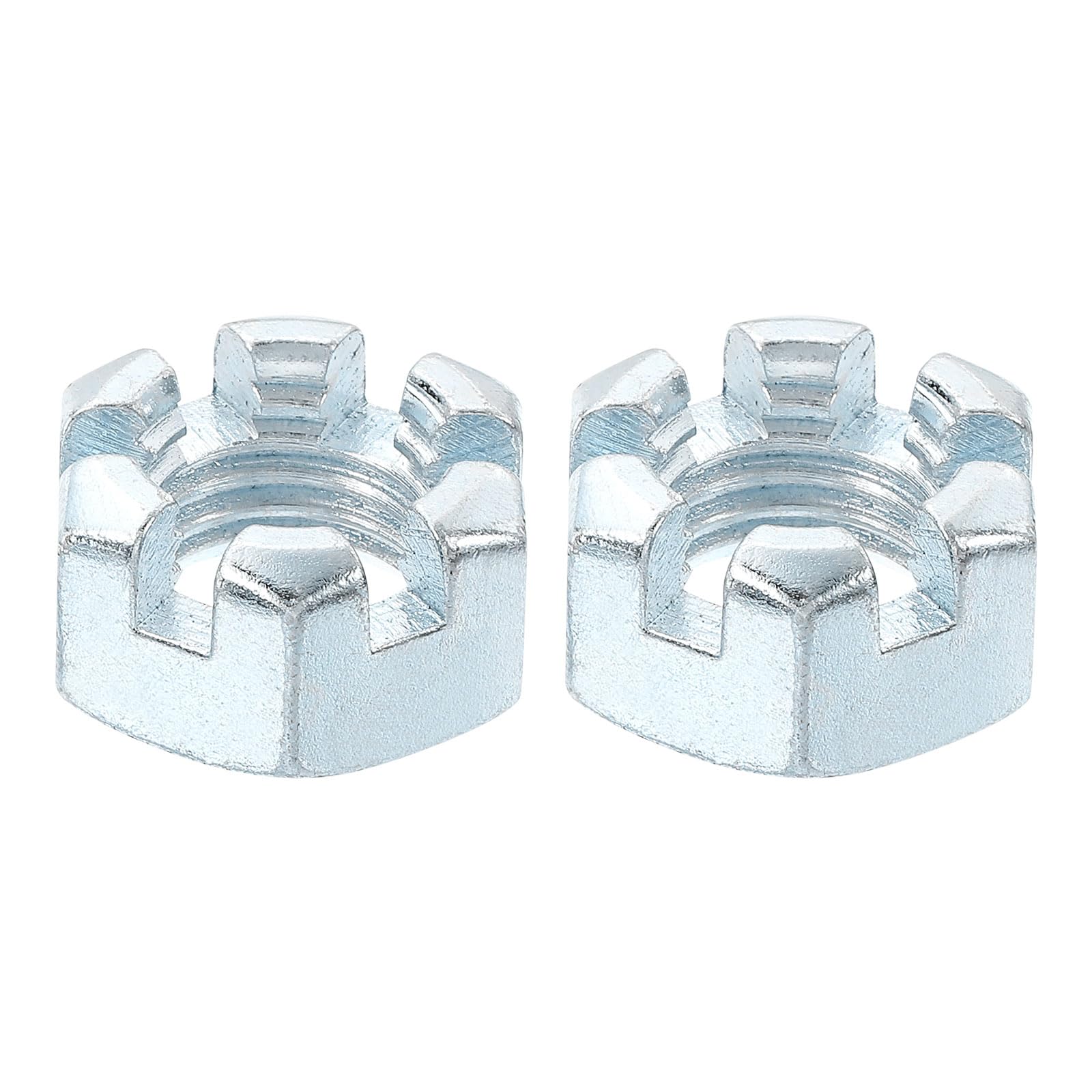 uxcell 3/4-10 UNC Hexagon Slotted Nut, Grade 6.8 Zinc-Plated Carbon Steel Hex Nuts Good for Machinery Repairing, Silver, 2Pcs