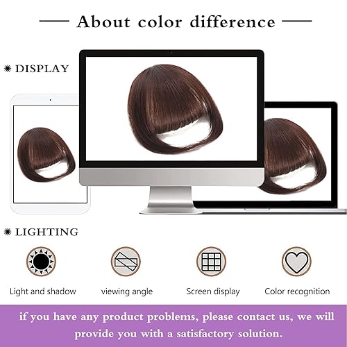 Miniatura 4 de EBENK Flequillo 100% humano  Flequillo de clip de 0.44 oz con sienes, flequillo sintético, extensiones de cabello fáciles, flequillo francés,