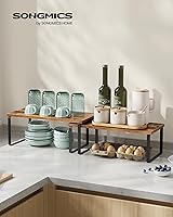 Vista 3 de SONGMICS Cabinet Organizer Shelf, Set of 4 Kitchen Counter Shelves, Kitchen Storage, Spice Rack, Stackable, Expandable, Metal and Engineered Wood