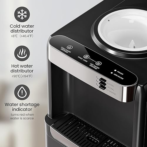 Miniatura 3 de Kismile Dispensador de enfriador de agua con máquina de hielo, enfriador de agua caliente y fría de carga superior para botellas de 5 galones, 33
