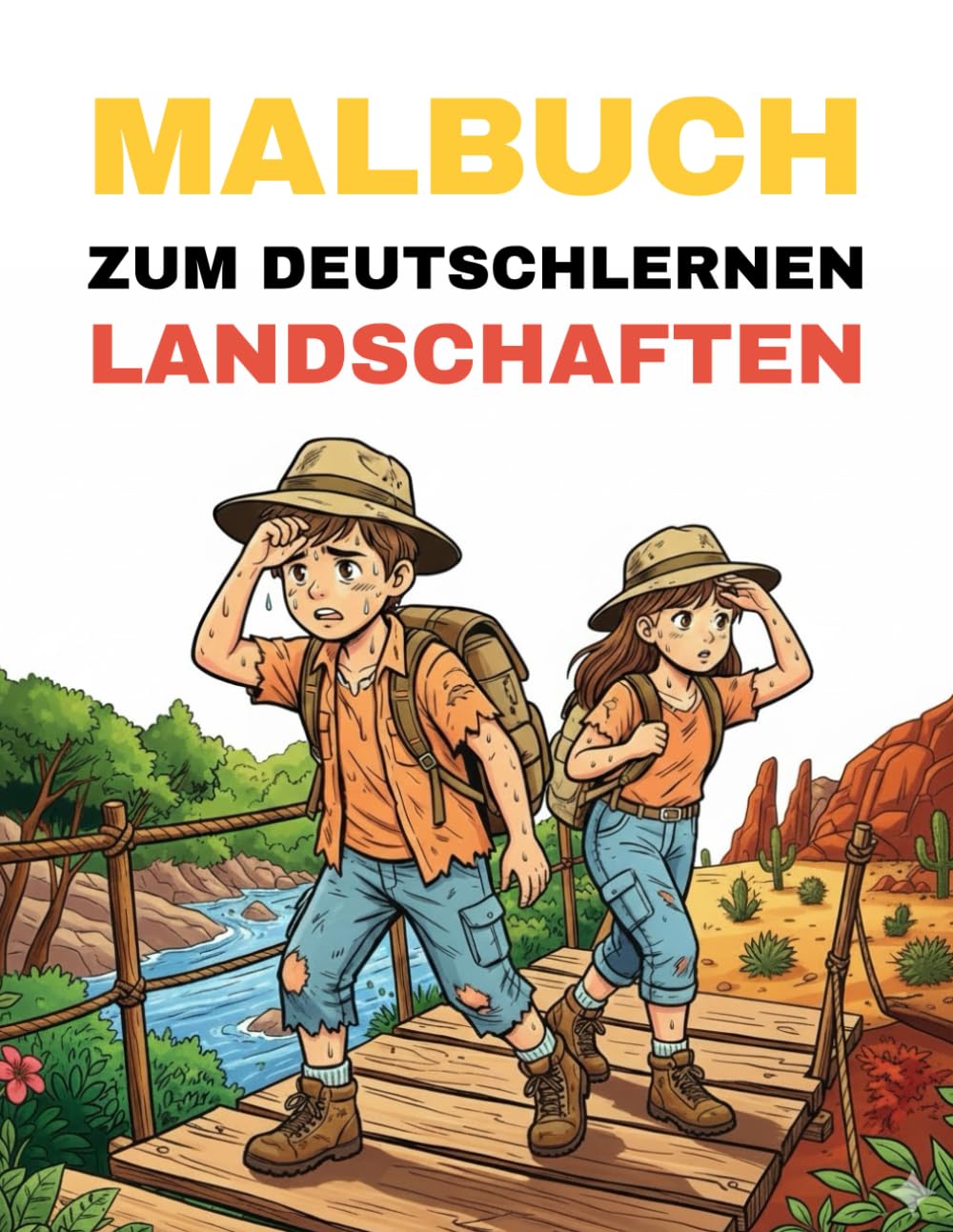Malbuch zum Deutschlernen – Landschaften: Male wunderschöne Landschaften und lerne ihre deutschen Namen spielerisch