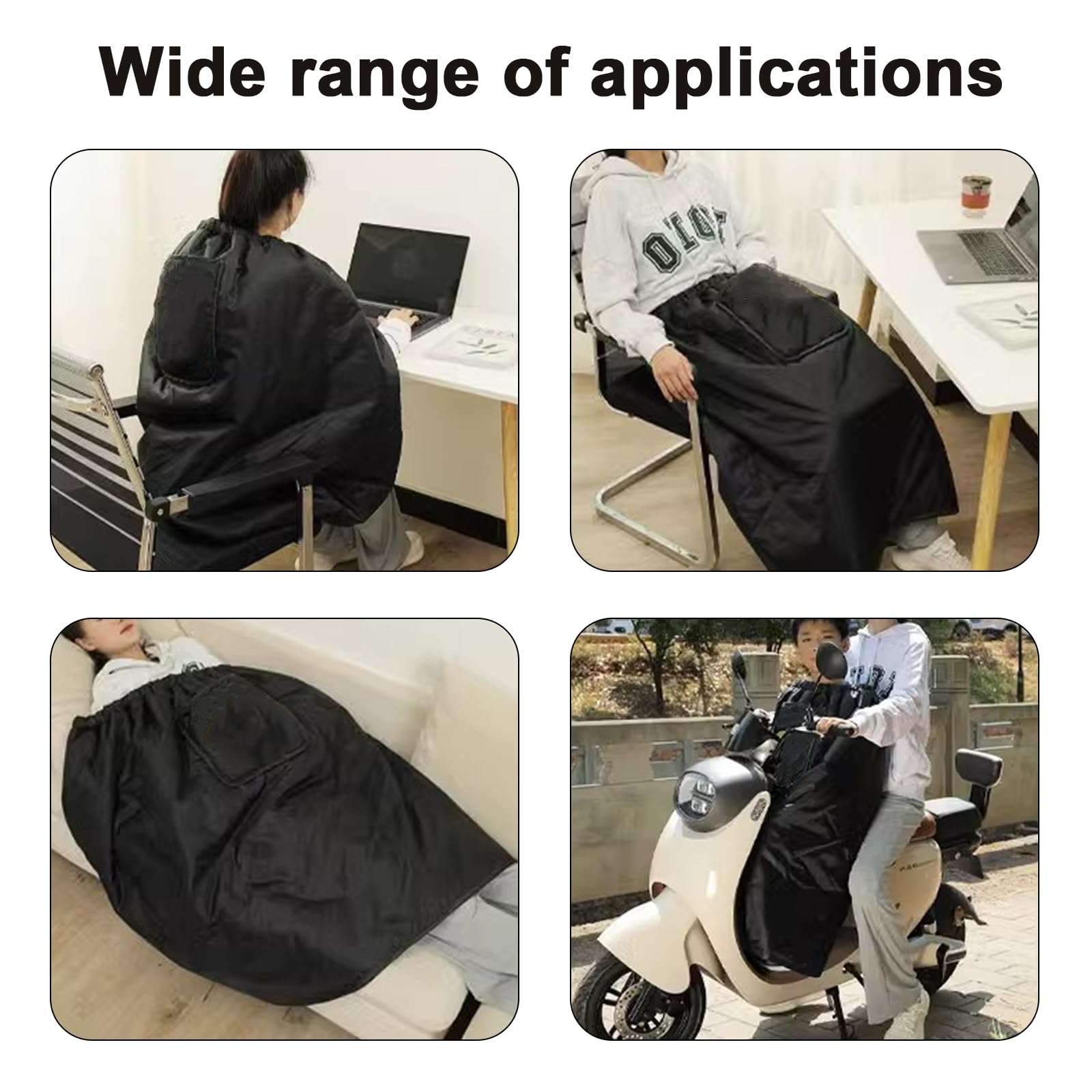 Tablier Scooter Universel, Protection Couvre Jambe pour Moto, Scooter Couverture Chaude Hiver Coupe-Vent Imperméable Jambes Scooter, Housse Protection Contre Le Froid et la Pluie (L)