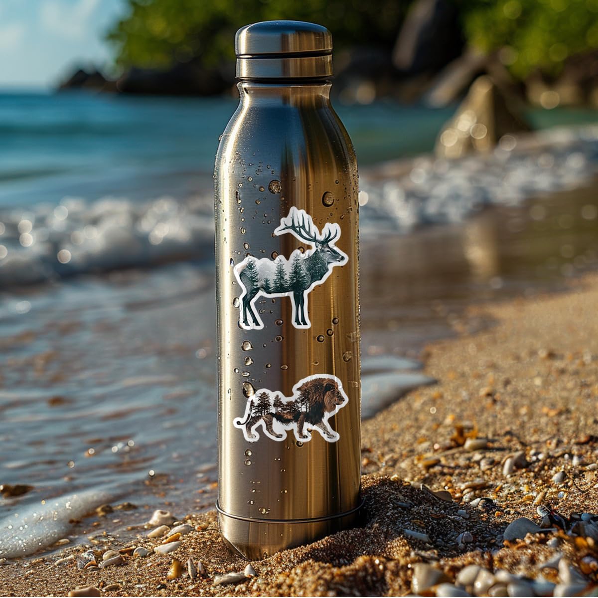 50 Pcs Natural Animals Stickers for Phone,Guitar,Laptop,Water Bottles,Skateboard,Luggage,Animals Nordic Style Stickers Waterproof Vinyl,Graffiti Decorate for Teens Girls Boys Child Motivate Gift - Image 2