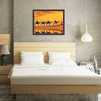 Amazon.co.jp: 砂漠を歩くラクダ 絵画 絵 素晴らしい自然 アート