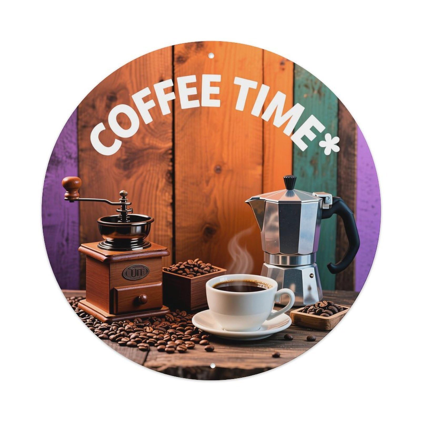 Jdyansheng Vintage Coffee Time Background Scene Tin Sign Metal Poster Metal Signs For Home Man Cave Bar Cafe Kitchen Laundry Room Wall Decorations 8X8 Inches