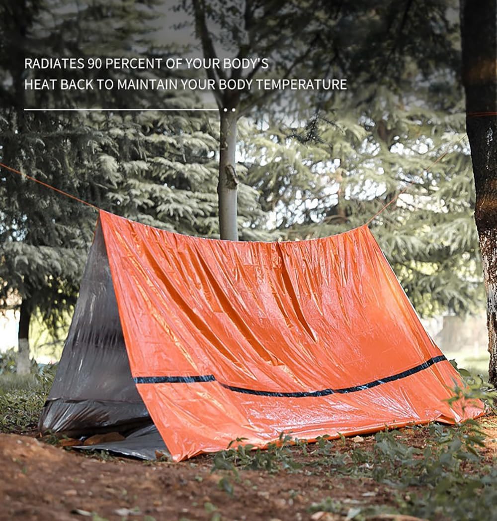 Emergency Tent Shelter Ultralight Survival Tube Tent 2 Person Emergency Shelter with Whistle for Camping Hiking Backpacking and Outdoor