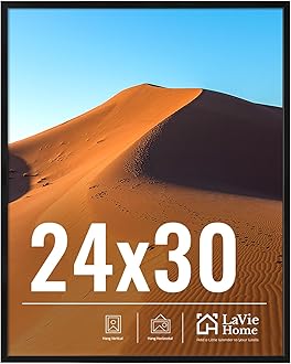 24x30 Picture Frame for Wall Display, 24x30 Black Picture Frame with HD Plexiglas, 24 x 30 Poster Frame 1 Pack, Display Frame for Vertical or Horizontal, Classic Collection