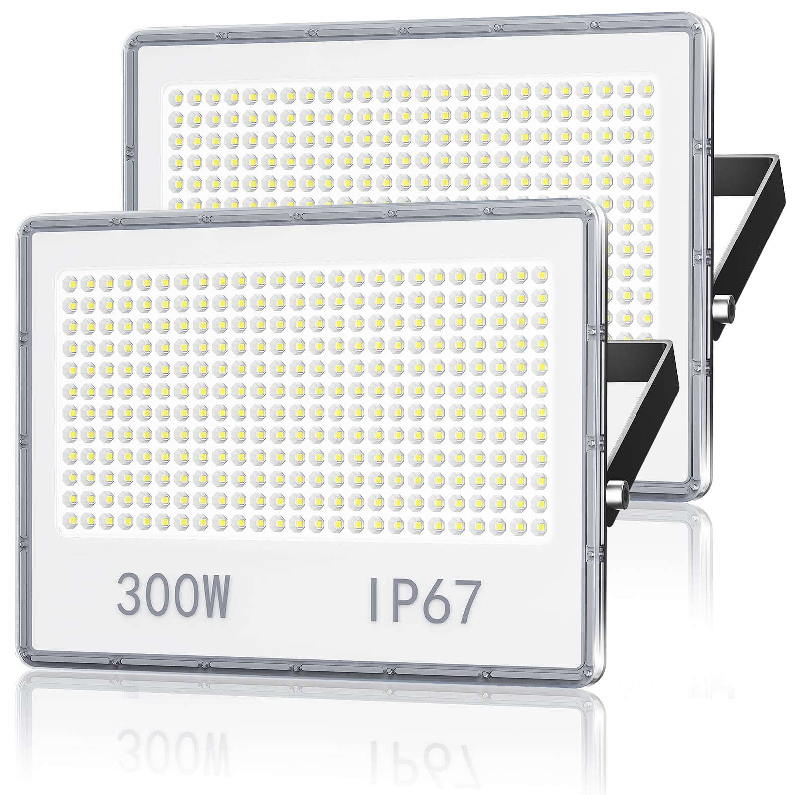 LED Strahler Außen 300W - 30000LM 6500K LED Fluter Außen Scheinwerfer Kaltweiß 2 Stücke IP67 Aussenstrahler Wasserdicht für Garten/Hof/Außenbereich