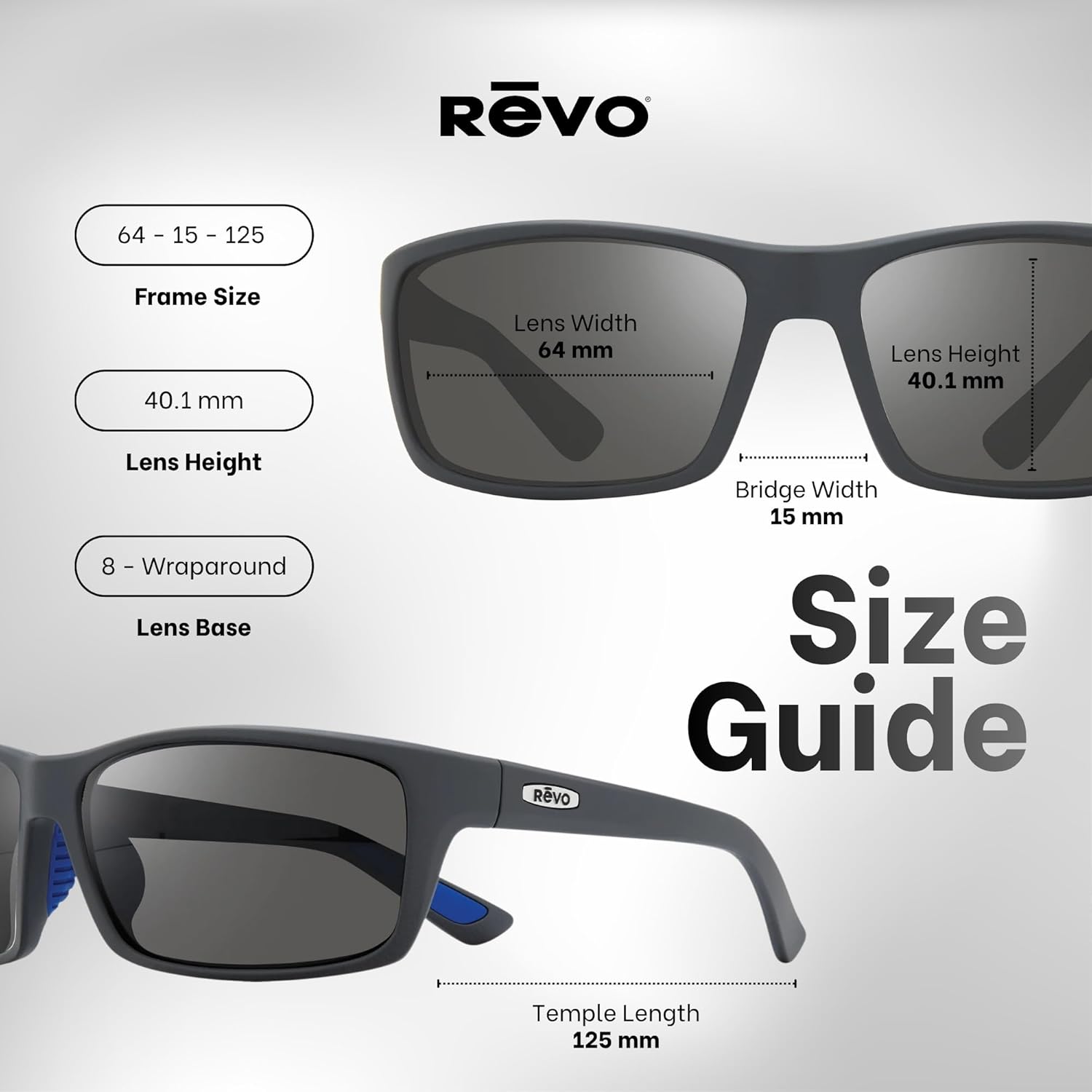 Revo Rebel 64MM Wraparound Rectangular Sunglasses For Men For Women + Bundle Leash + BUNDLE with ACCESSORY EYEWEAR